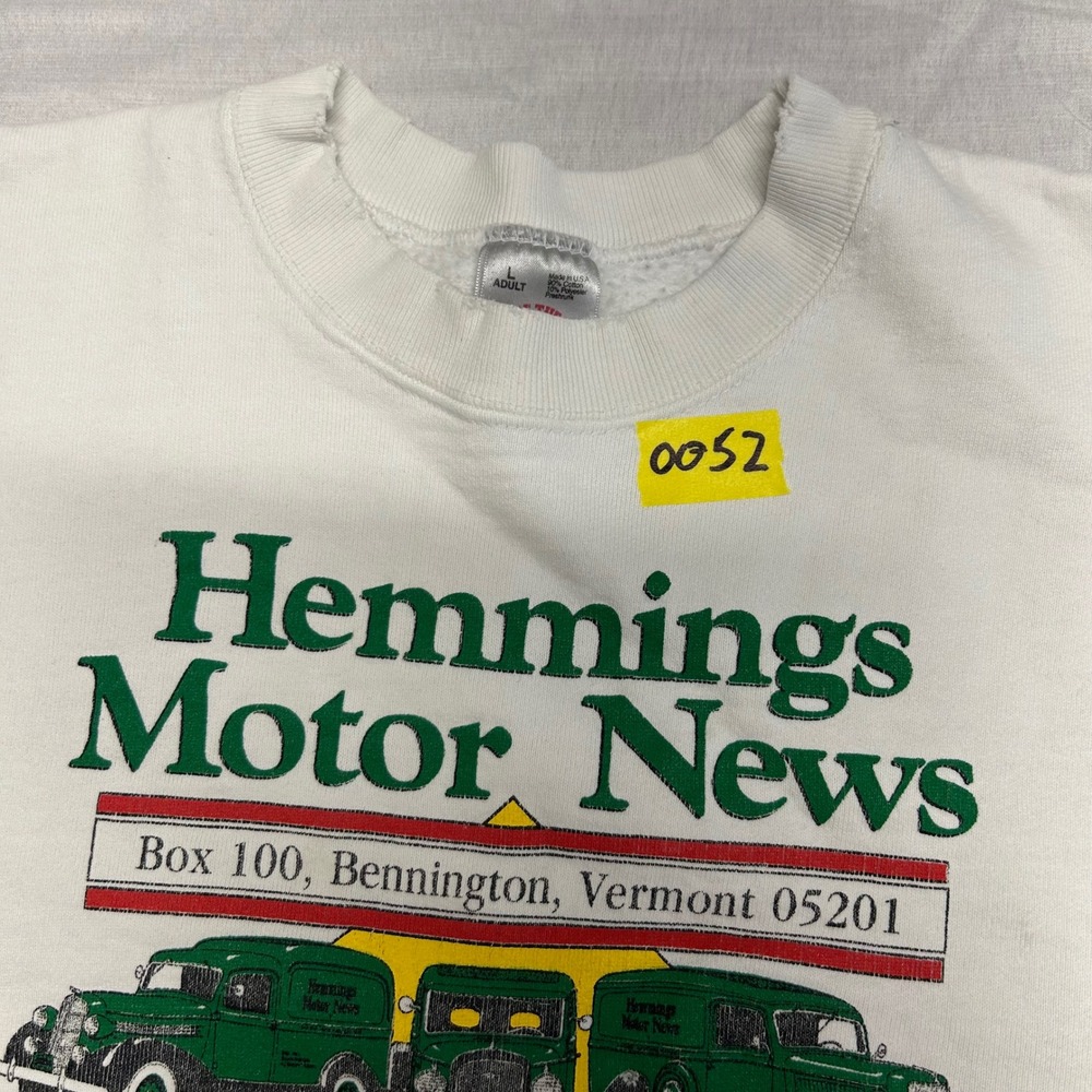 Vintage 90s Hemmings Motor News Sweatshirt Mens Large White Distressed USA Made - Picture 8 of 9